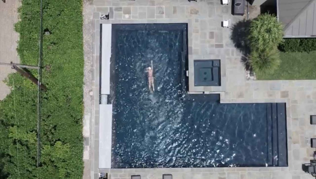 aerial view of swim in place pool